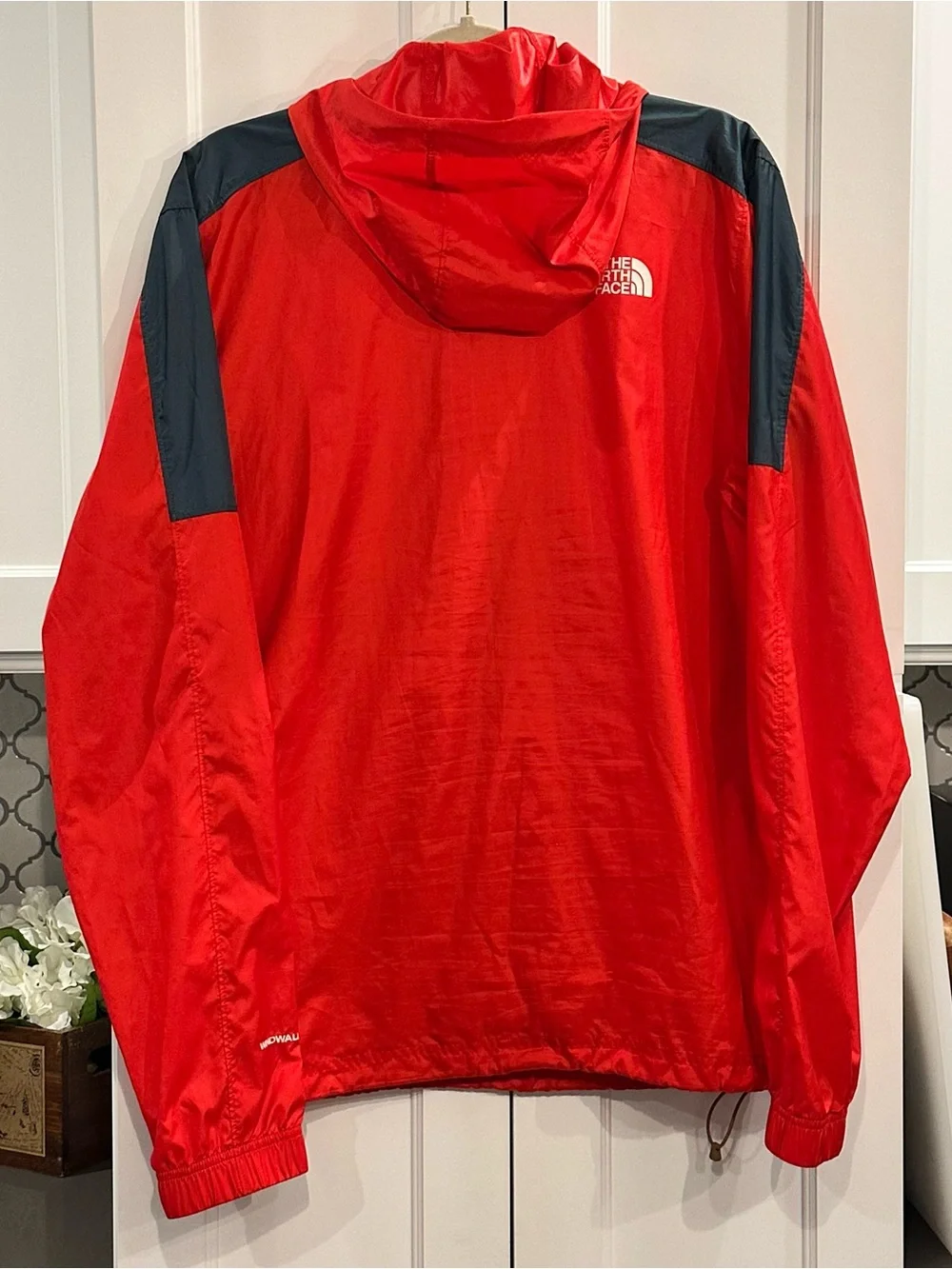 The North Face Windwall Anorak Jacket Mens M Red Navy Half Zip Windbreaker Gorp